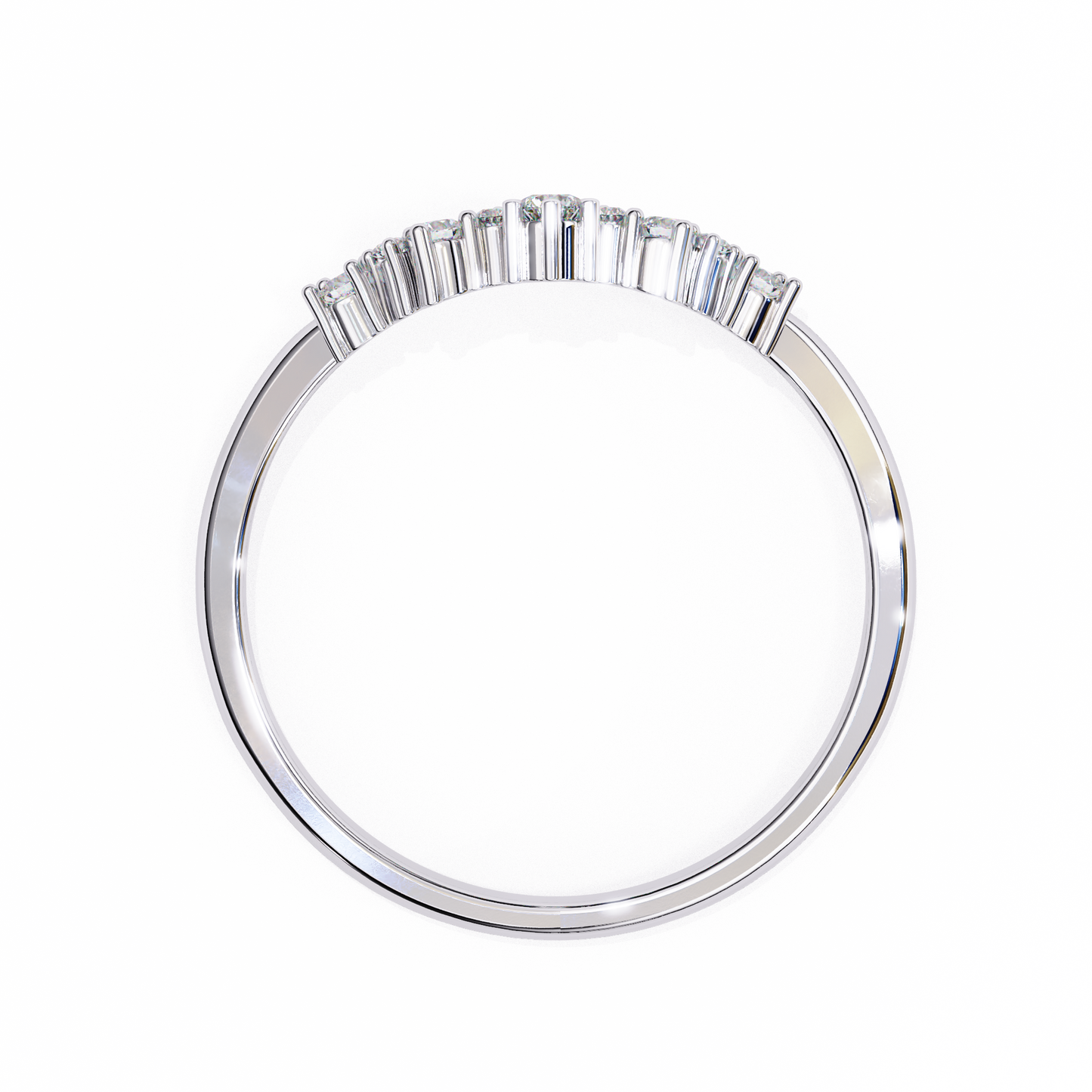 Round Cut Lab Grown Diamond  V Shape Prong Set Unique Delicate Statement Dainty Daily Wear Band
