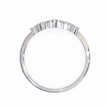 Round Cut Lab Grown Diamond  V Shape Prong Set Unique Delicate Statement Dainty Daily Wear Band