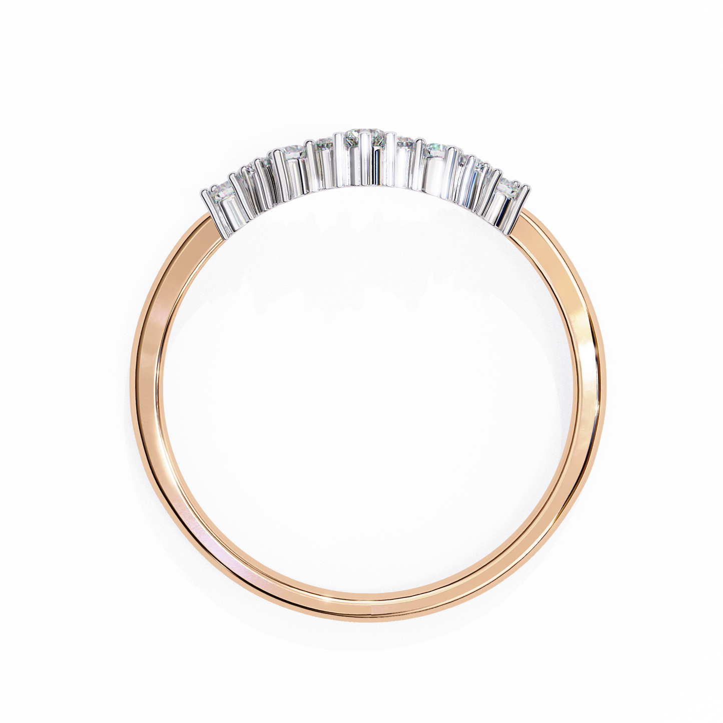 Round Cut Lab Grown Diamond  V Shape Prong Set Unique Delicate Statement Dainty Daily Wear Band