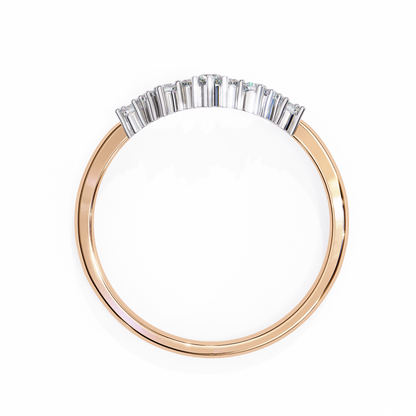 Round Cut Lab Grown Diamond  V Shape Prong Set Unique Delicate Statement Dainty Daily Wear Band
