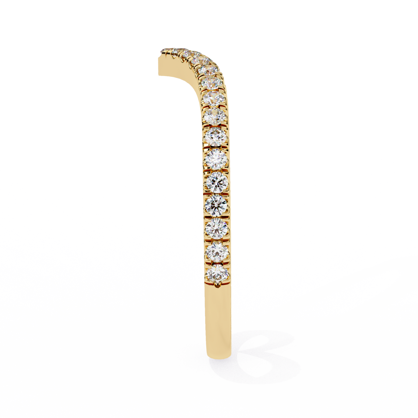 Round Cut Lab Grown Diamond V Shape 14k Yellow Gold Perfect Delicate Bridesmaid Band For Her