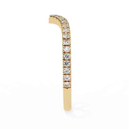 Round Cut Lab Grown Diamond V Shape 14k Yellow Gold Perfect Delicate Bridesmaid Band For Her