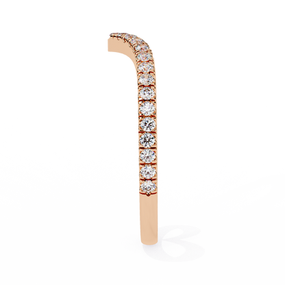 Round Cut Lab Grown Diamond V Shape 14k Yellow Gold Perfect Delicate Bridesmaid Band For Her