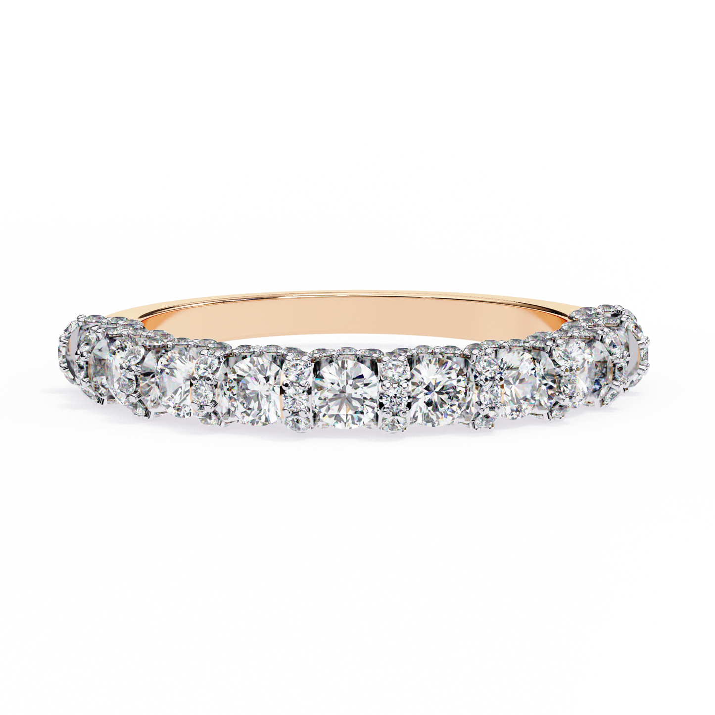 Round Cut Top Grade Diamond Elegance Classic Three Row Dainty Sparkling Proposer Ring For Women's