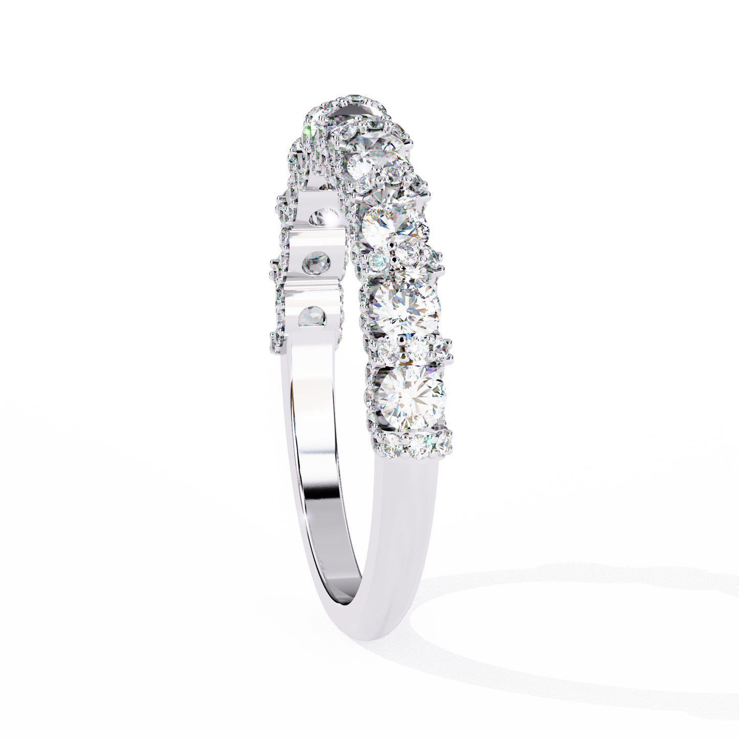 Round Cut Top Grade Diamond Elegance Classic Three Row Dainty Sparkling Proposer Ring For Women's