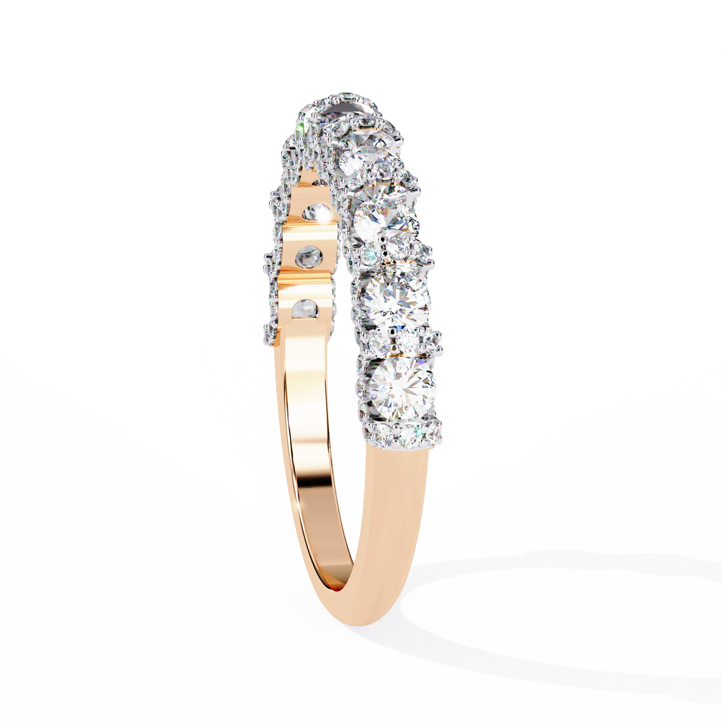 Round Cut Top Grade Diamond Elegance Classic Three Row Dainty Sparkling Proposer Ring For Women's
