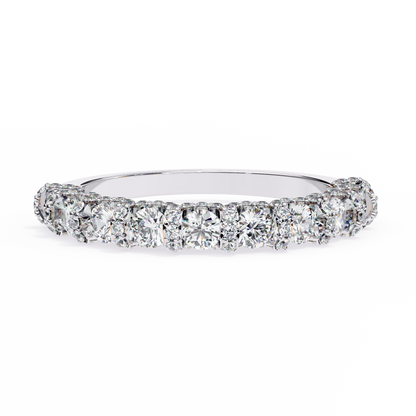 Round Cut Top Grade Diamond Elegance Classic Three Row Dainty Sparkling Proposer Ring For Women's