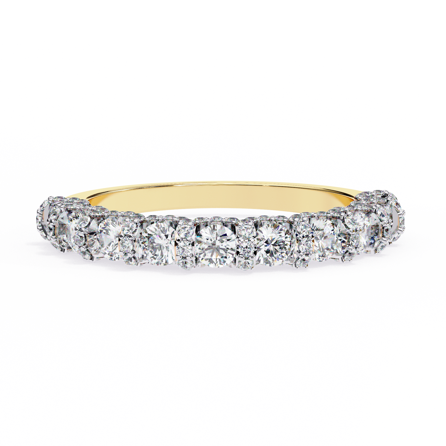 Round Cut Top Grade Diamond Elegance Classic Three Row Dainty Sparkling Proposer Ring For Women's