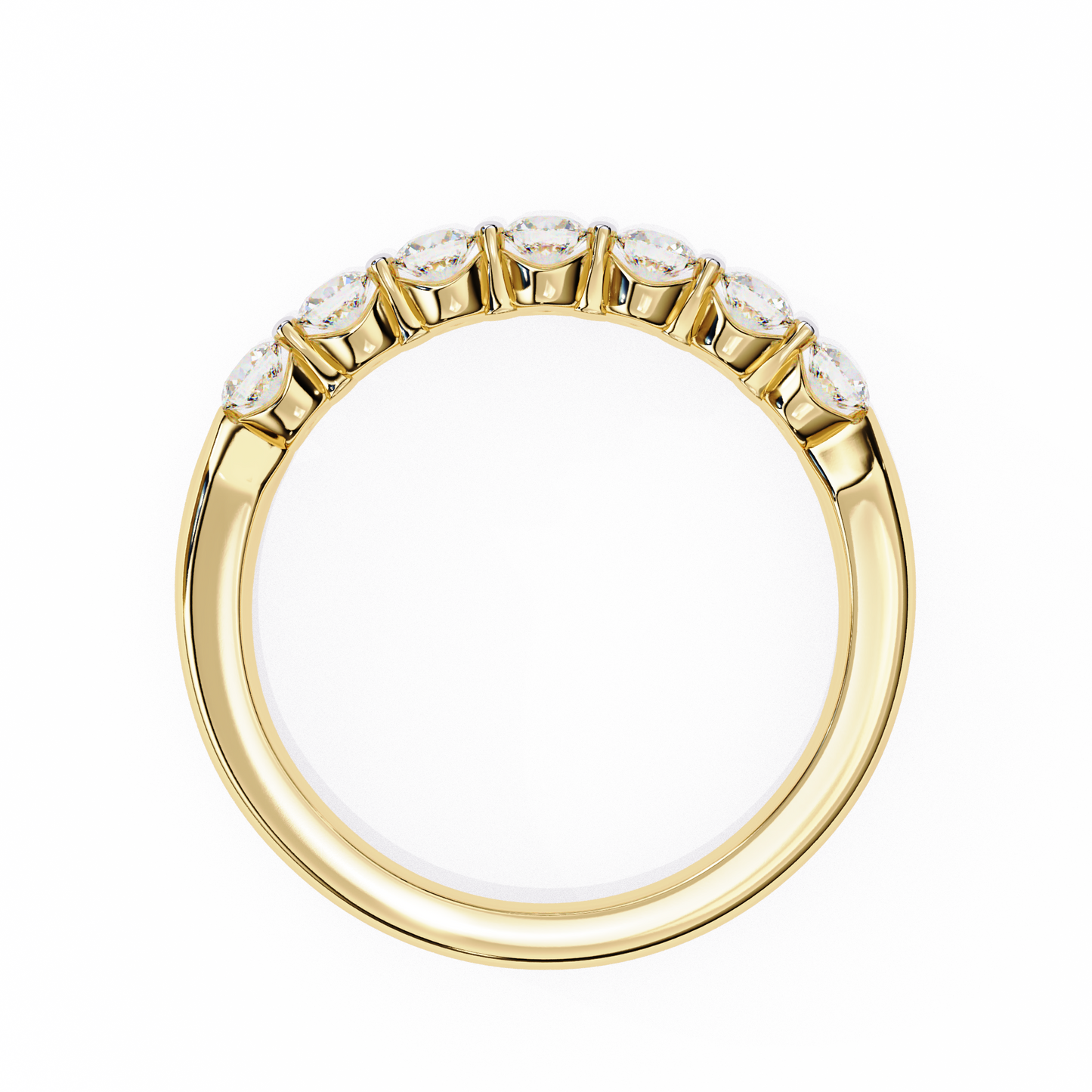 Round Cut White Colorless Lab Grown Diamond Elegant Half Eternity Stacking 7 Stone Dainty Every Day Ring