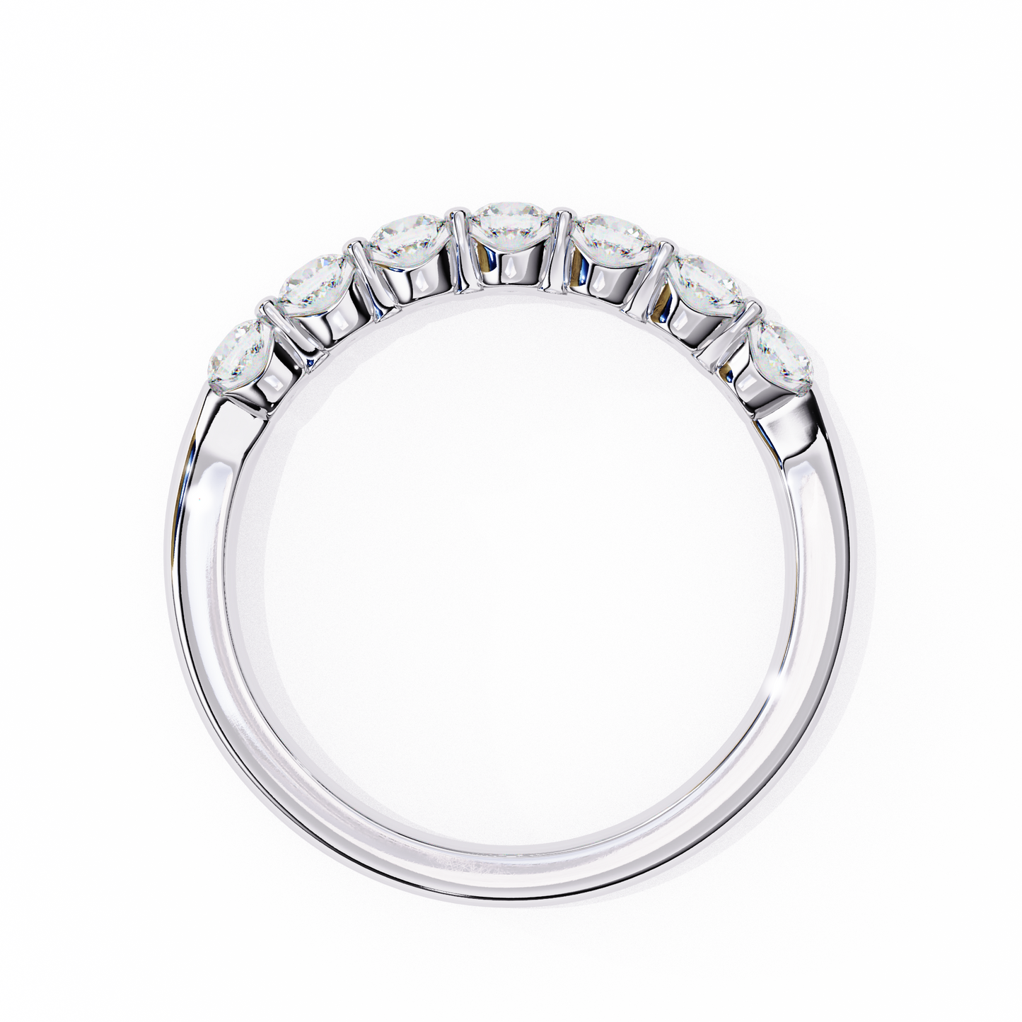 Round Cut White Colorless Lab Grown Diamond Elegant Half Eternity Stacking 7 Stone Dainty Every Day Ring
