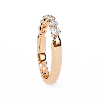 Round Cut White Colorless Lab Grown Diamond Elegant Half Eternity Stacking 7 Stone Dainty Every Day Ring