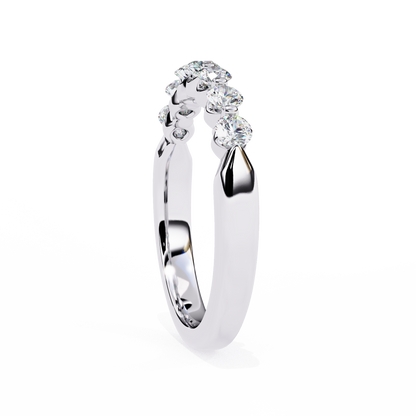 Round Cut White Colorless Lab Grown Diamond Elegant Half Eternity Stacking 7 Stone Dainty Every Day Ring