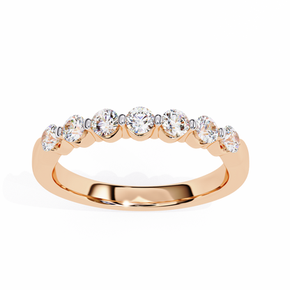 Round Cut White Colorless Lab Grown Diamond Elegant Half Eternity Stacking 7 Stone Dainty Every Day Ring