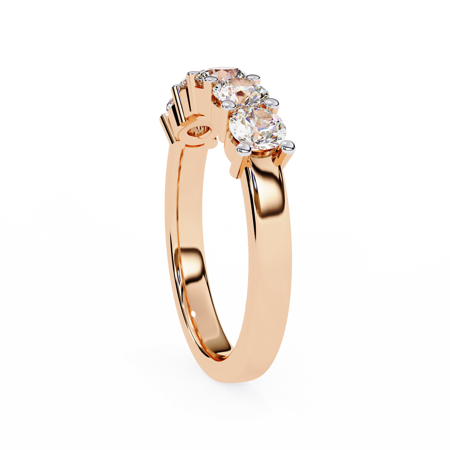 1.03Ct Round Cut Top Grade Diamond Art Deco Delicate Cluster Unisex Handmade Dainty 5 Stone Wedding Band  For Women's