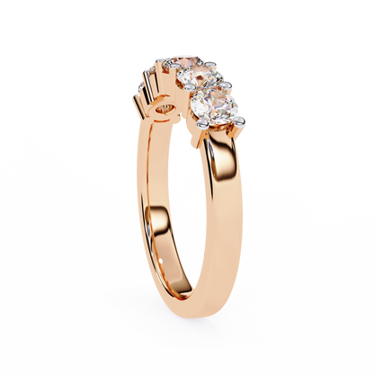 1.03Ct Round Cut Top Grade Diamond Art Deco Delicate Cluster Unisex Handmade Dainty 5 Stone Wedding Band  For Women's