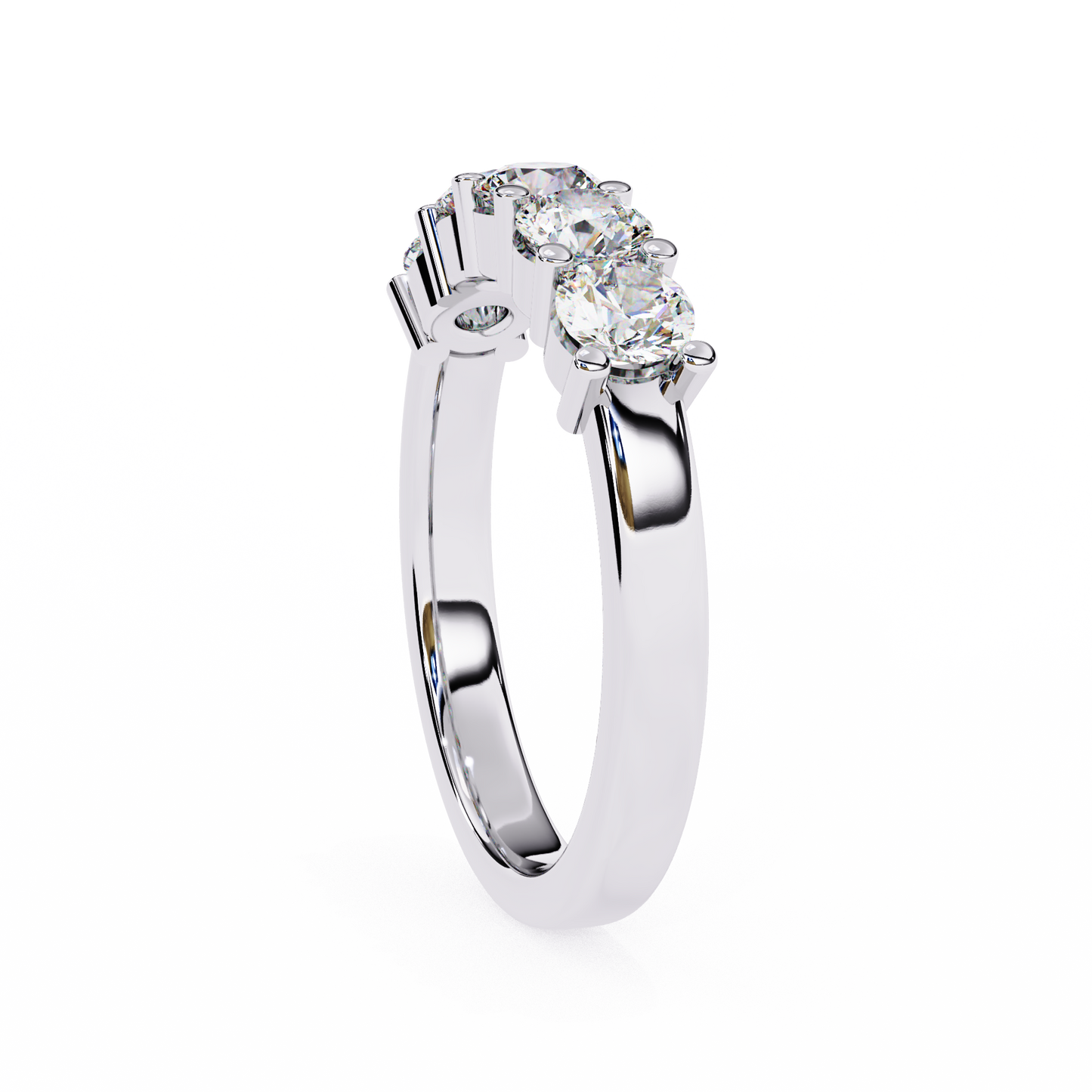 1.03Ct Round Cut Top Grade Diamond Art Deco Delicate Cluster Unisex Handmade Dainty 5 Stone Wedding Band  For Women's