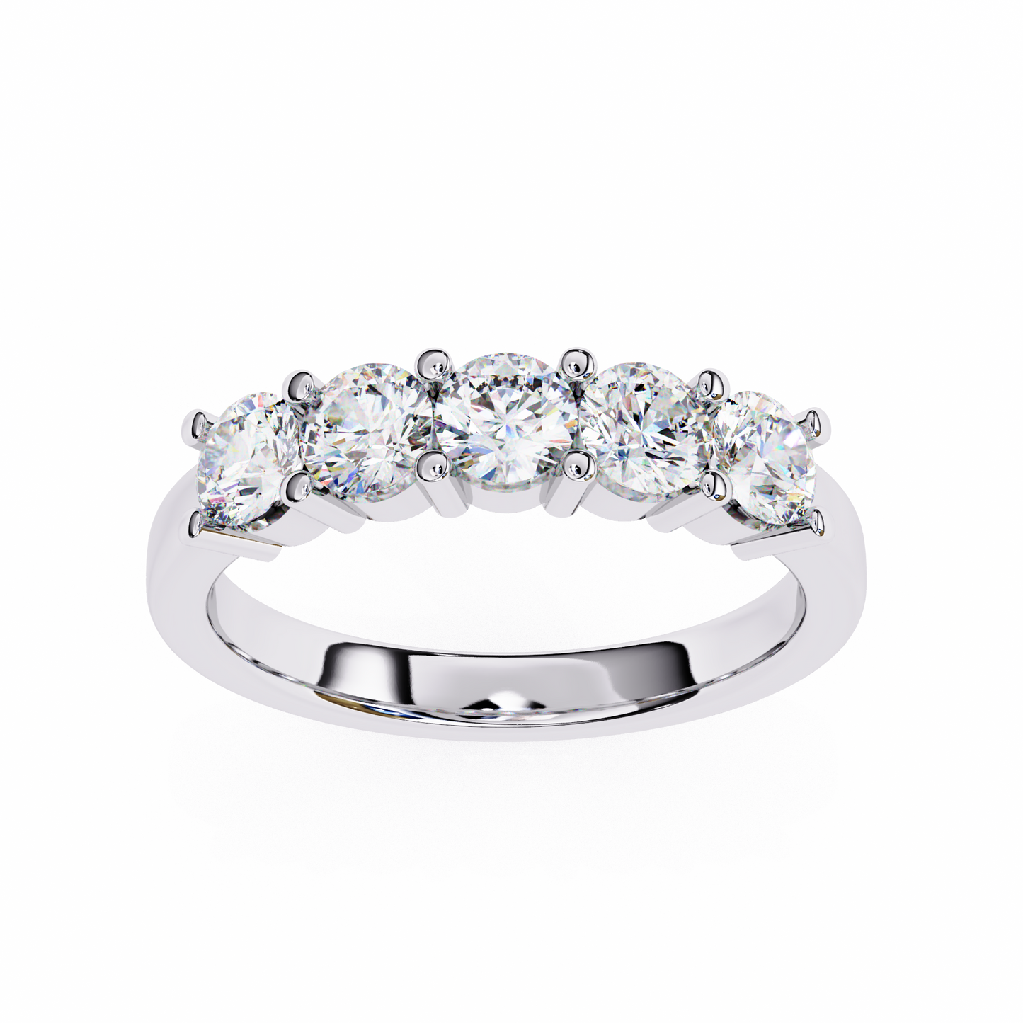 1.03Ct Round Cut Top Grade Diamond Art Deco Delicate Cluster Unisex Handmade Dainty 5 Stone Wedding Band  For Women's