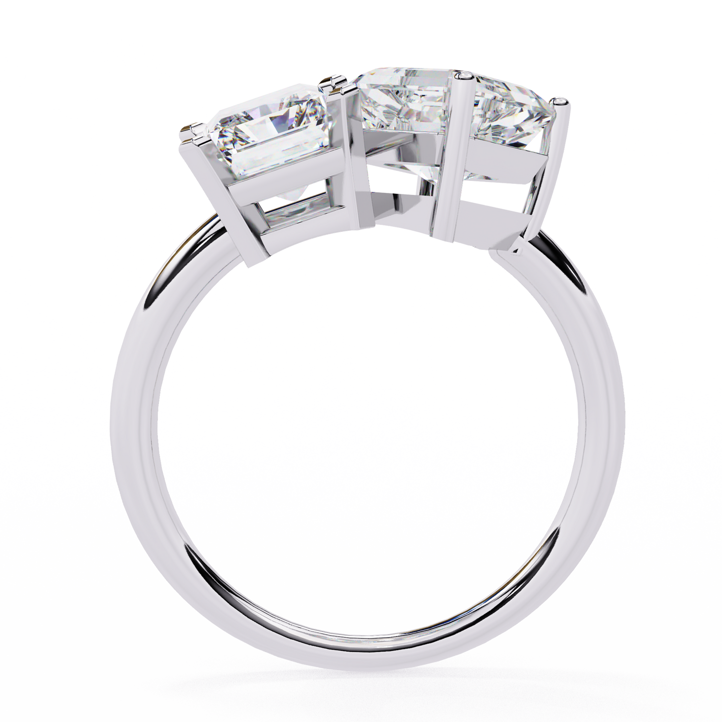4.17 CT Radiant And Ascher Cut Lab Grown Diamond Unique Two Stone Sparkling Ring for her
