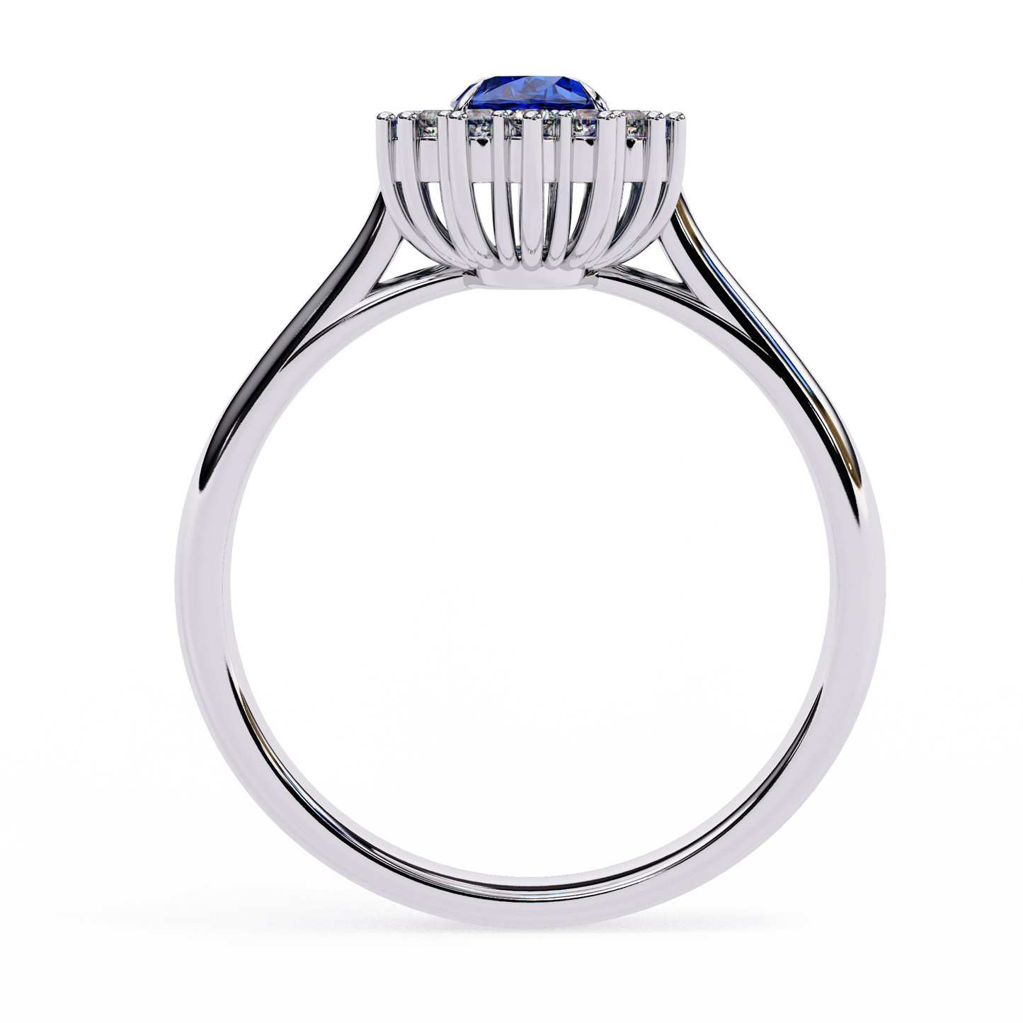 2.04 Ct Oval And Round Cut Blue Sapphire Diamond,10k  Blue Fancy Delicate Elegant Ring