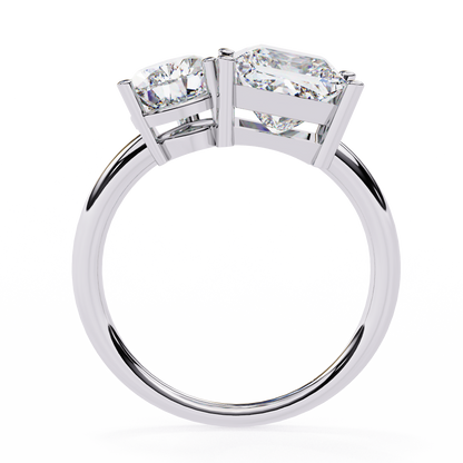 4.30 CT Pear And Princess Cut Cluster Two Diamond Antique Cut Promise Diamond Ring