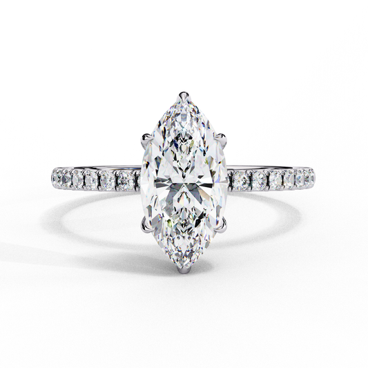 Elegant Marquise Cut 1.72 Ct Lab Grown Diamond Ring for Women with Side Small Loose Diamonds  Perfect for Daily Wear