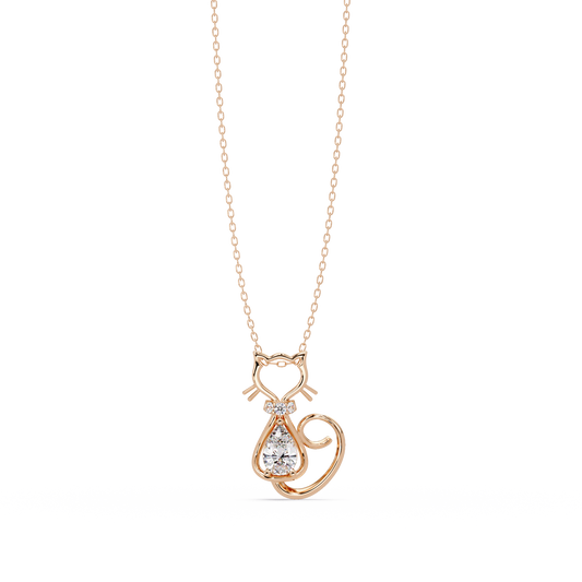Cat Shape Pear Cut Lab Grown Unique Rose Gold Diamond Pendant - HIGHCARAT DIAMONDS