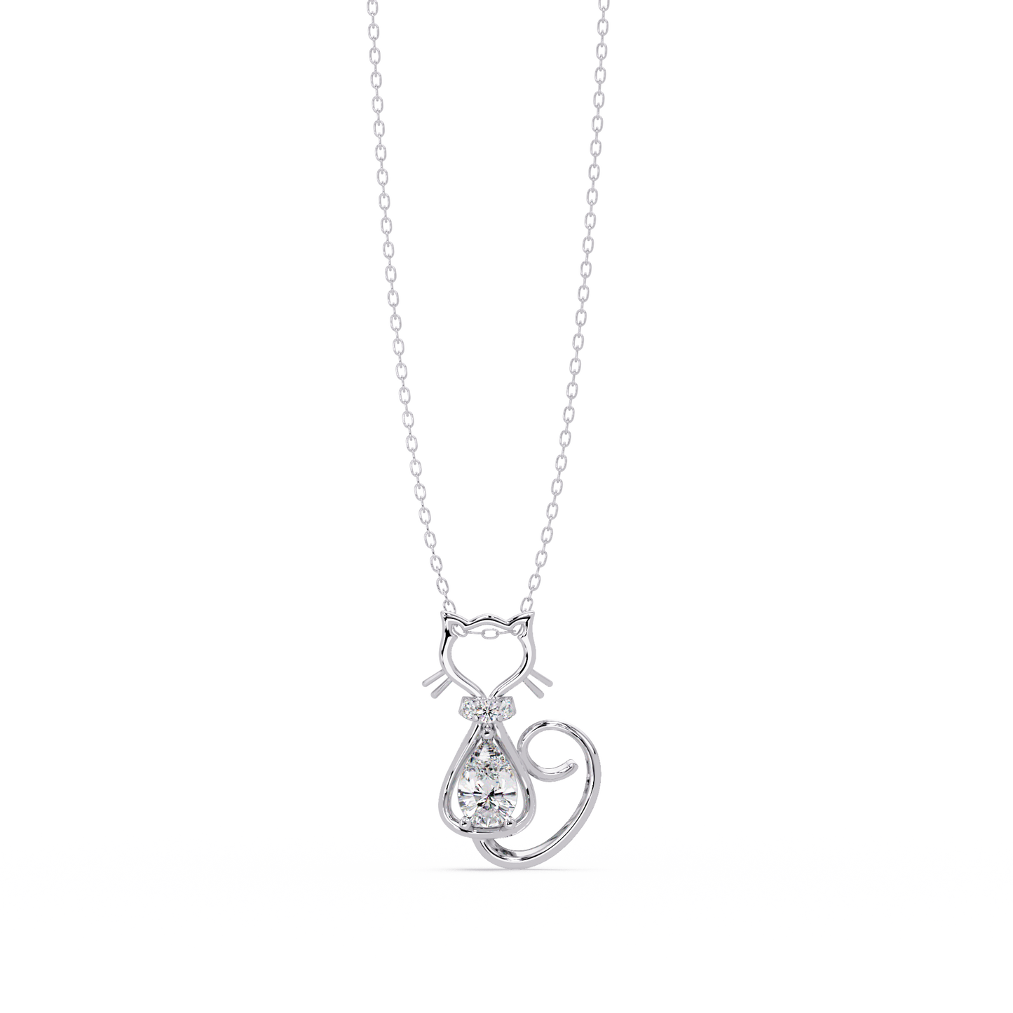 Cat Shape Pear Cut Lab Grown Unique Rose Gold Diamond Pendant - HIGHCARAT DIAMONDS