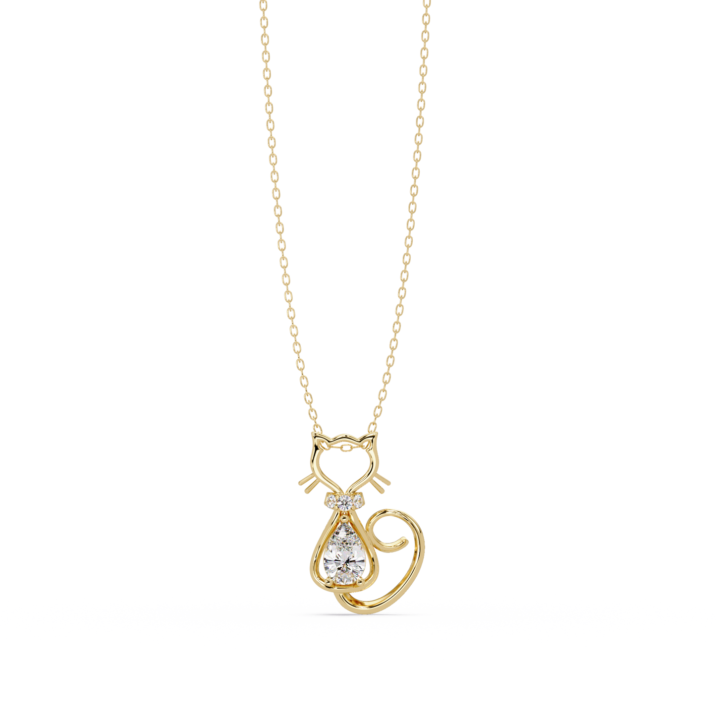 Cat Shape Pear Cut Lab Grown Unique Rose Gold Diamond Pendant - HIGHCARAT DIAMONDS