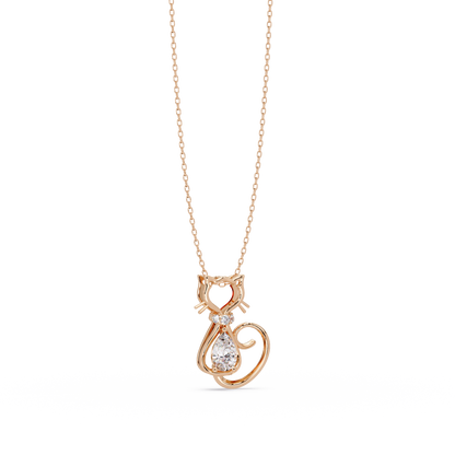Cat Shape Pear Cut Lab Grown Unique Rose Gold Diamond Pendant - HIGHCARAT DIAMONDS