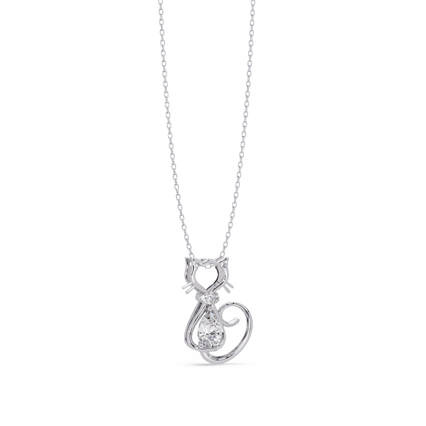 Cat Shape Pear Cut Lab Grown Unique Rose Gold Diamond Pendant - HIGHCARAT DIAMONDS