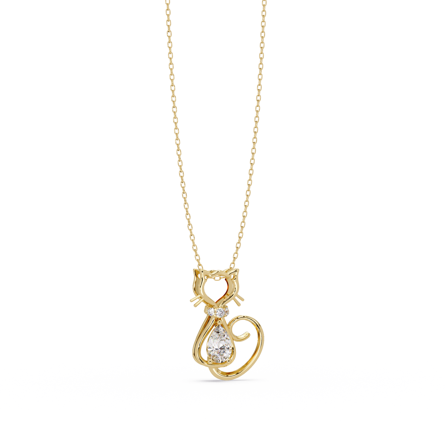 Cat Shape Pear Cut Lab Grown Unique Rose Gold Diamond Pendant - HIGHCARAT DIAMONDS