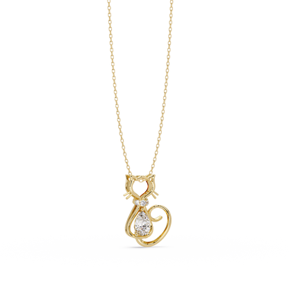 Cat Shape Pear Cut Lab Grown Unique Rose Gold Diamond Pendant - HIGHCARAT DIAMONDS