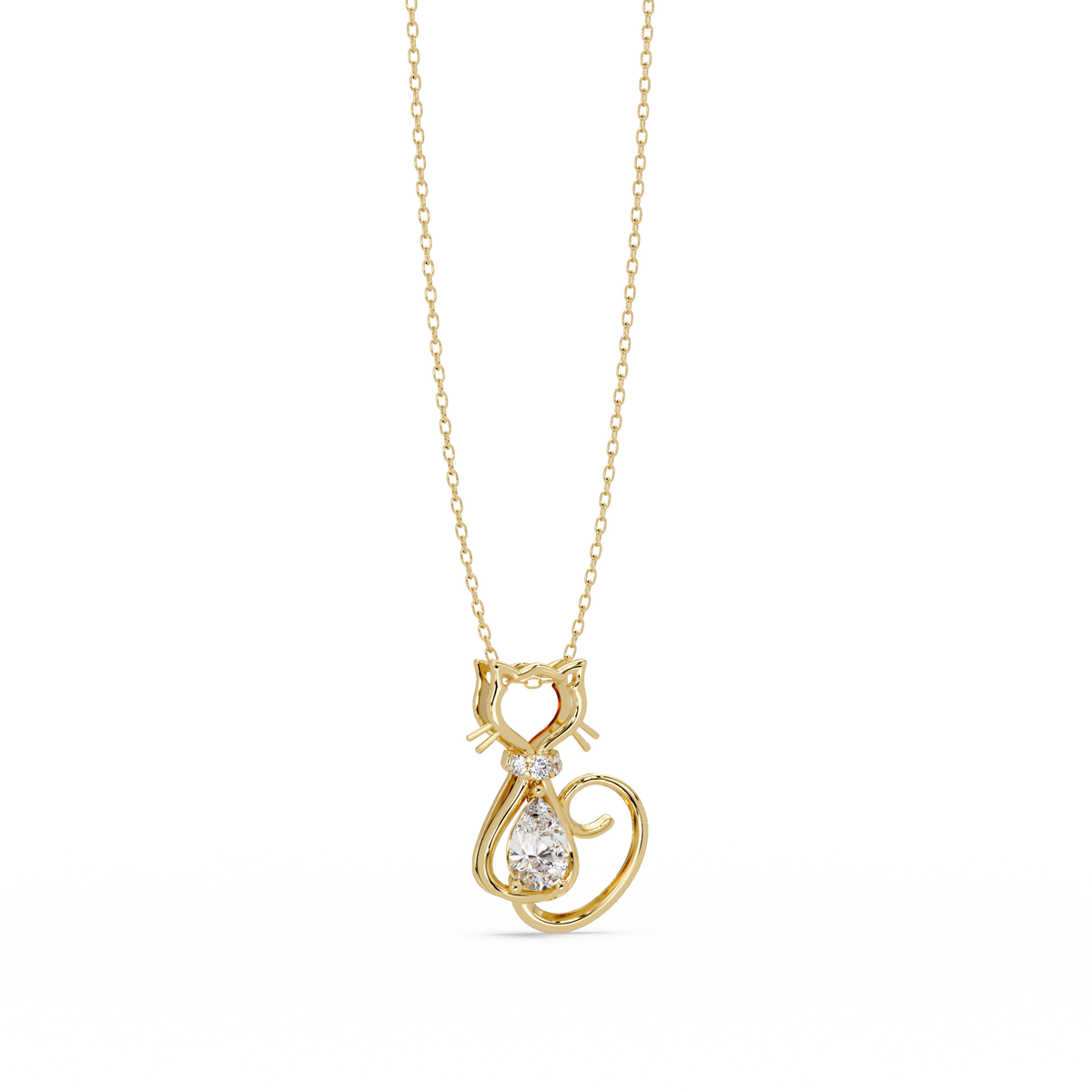 Cat Shape Pear Cut Lab Grown Unique Rose Gold Diamond Pendant - HIGHCARAT DIAMONDS
