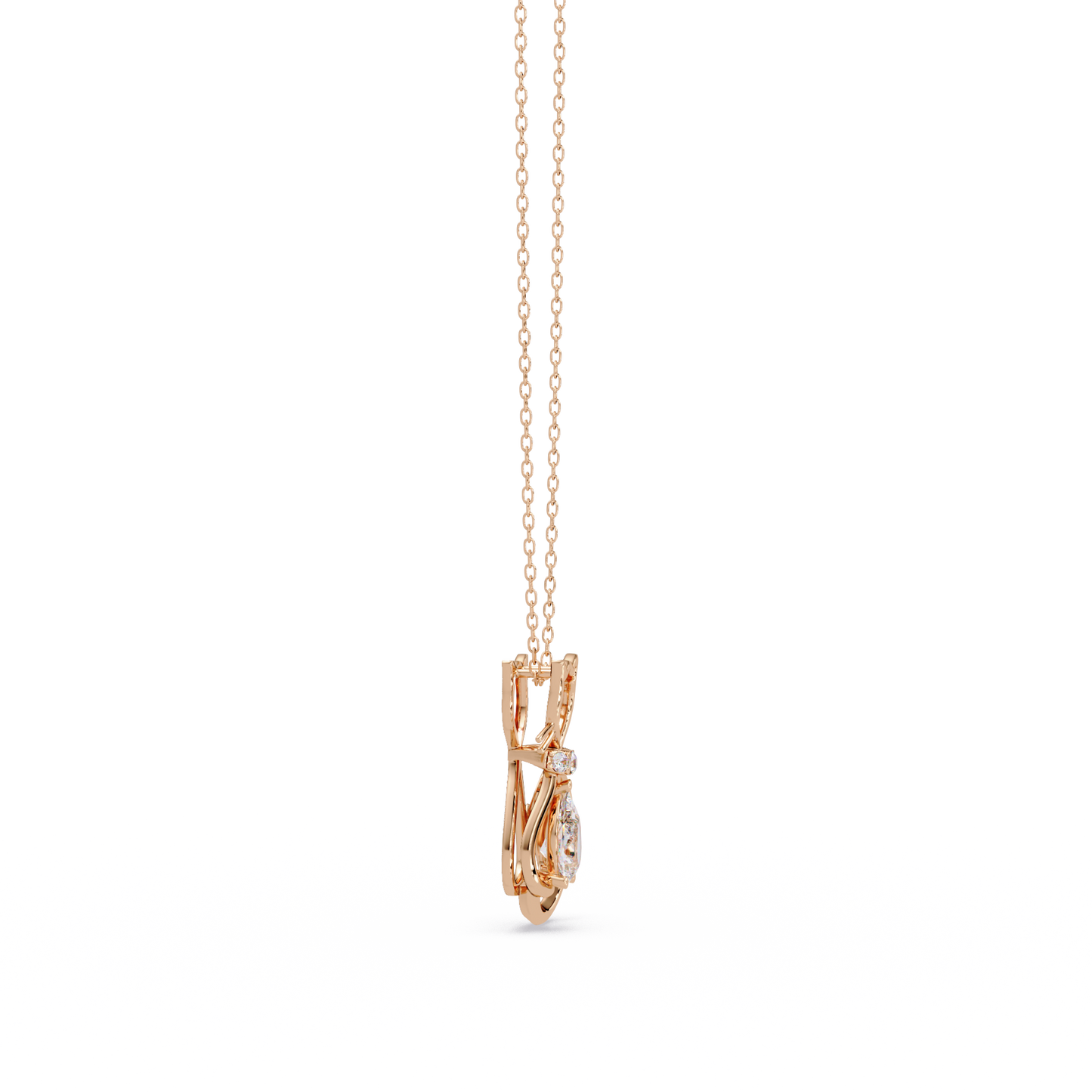 Cat Shape Pear Cut Lab Grown Unique Rose Gold Diamond Pendant - HIGHCARAT DIAMONDS
