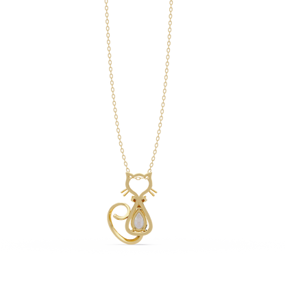 Cat Shape Pear Cut Lab Grown Unique Rose Gold Diamond Pendant - HIGHCARAT DIAMONDS
