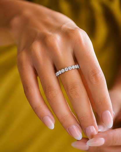 Channel Set Lab Grown Diamond Eternity Band , 14K White Gold, Yellow Gold Or Rose Gold Band For Gifted By Brother Birthday - HIGHCARAT DIAMONDS