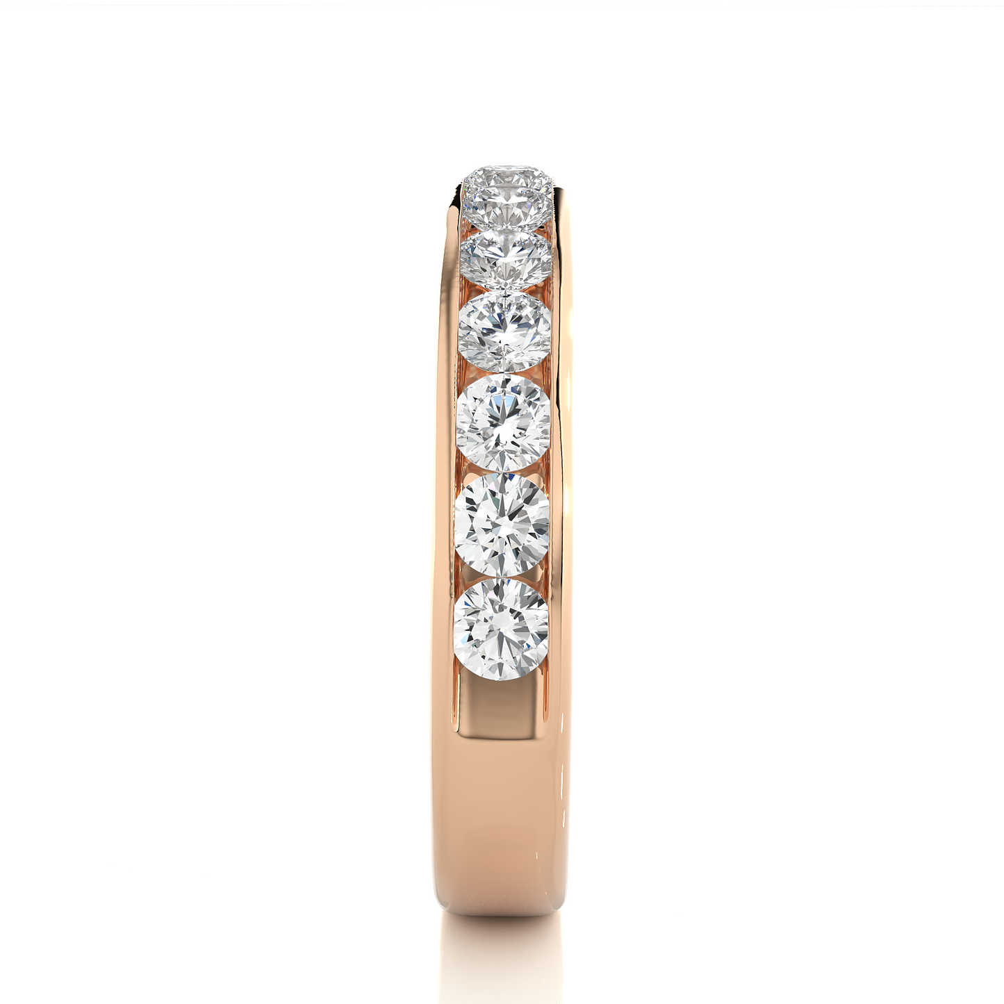 Channel Set Round Cut Diamond Half Eternity Band Perfect Gift For Her In 14K Solid Gold