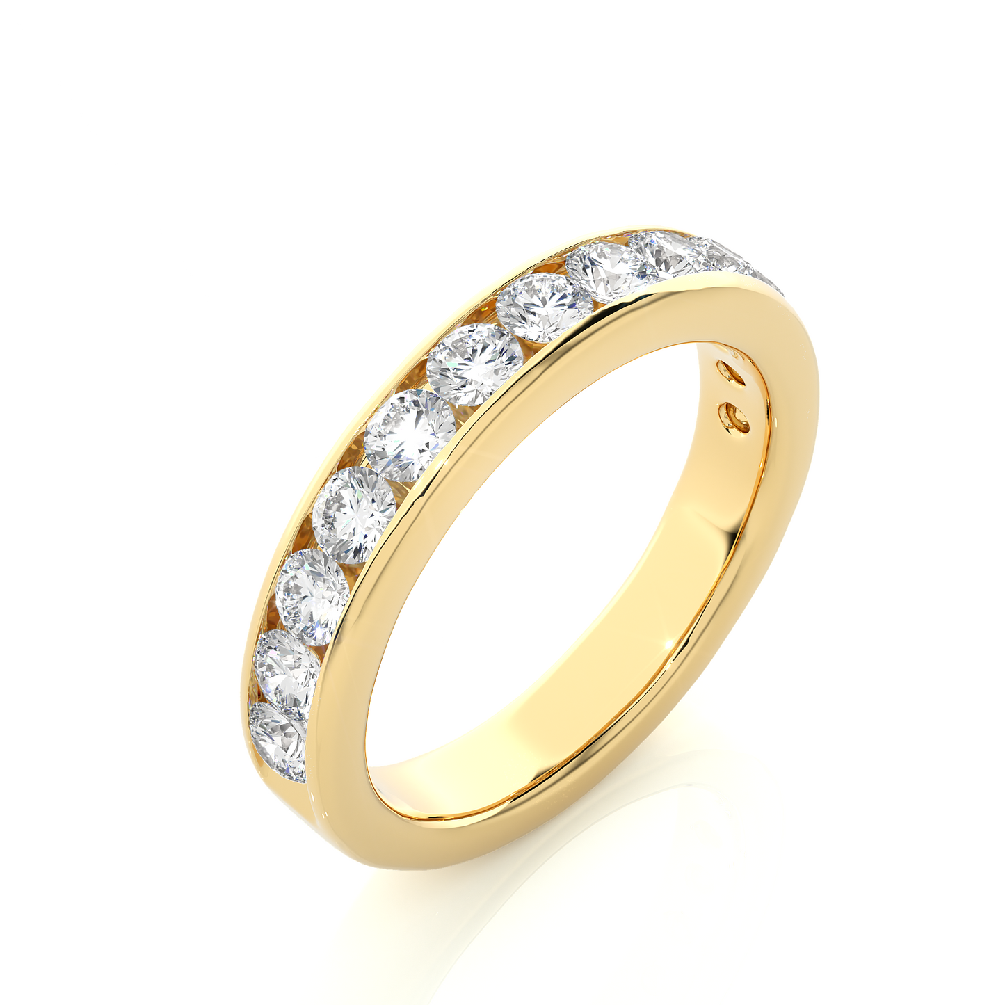 Channel Set Round Cut Diamond Half Eternity Band Perfect Gift For Her In 14K Solid Gold