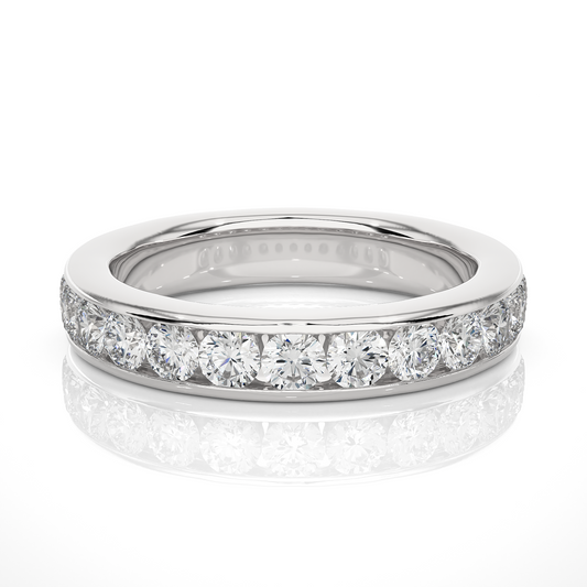 Channel Set Round Cut Diamond Half Eternity Band Perfect Gift For Her In 14K Solid Gold - HIGHCARAT DIAMONDS