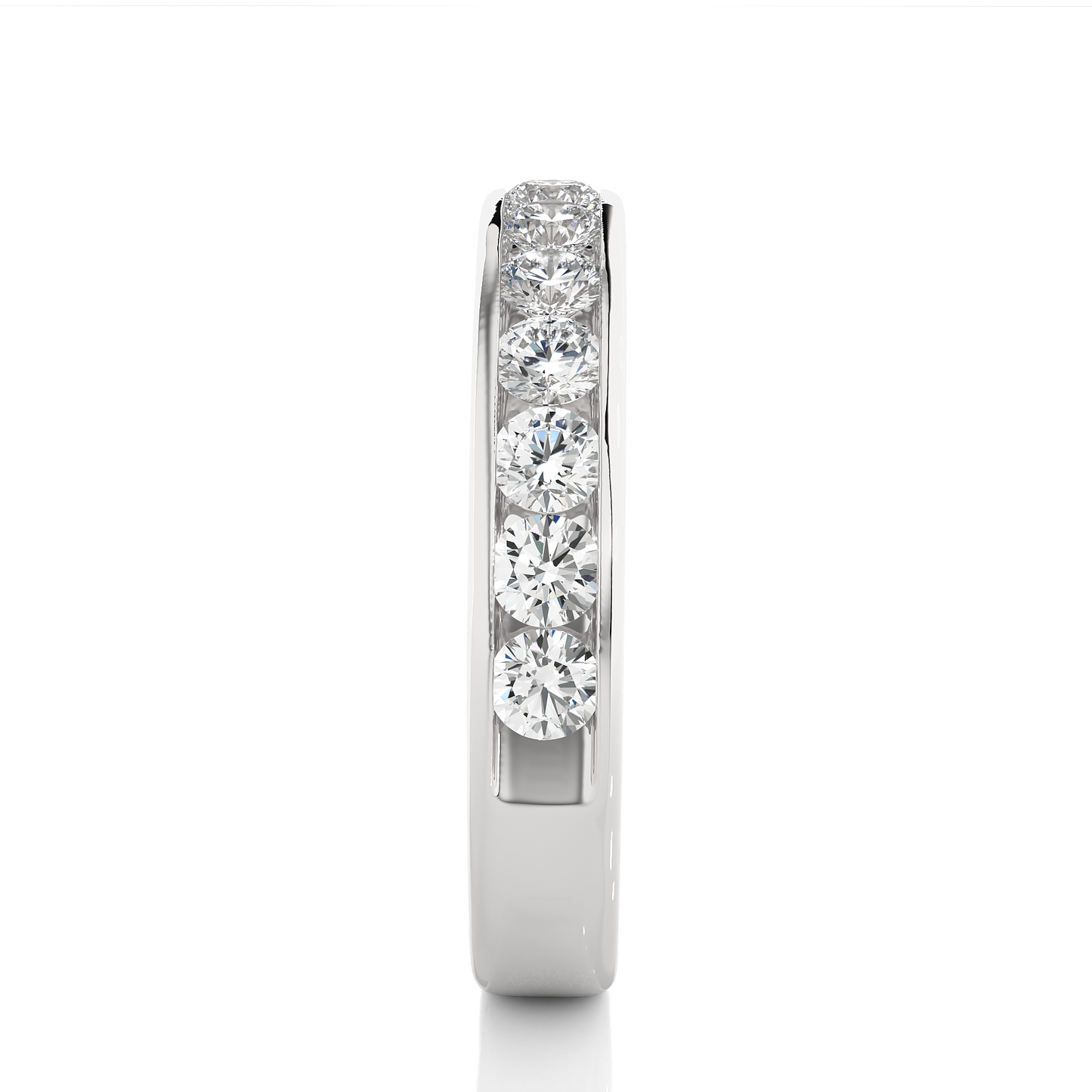 Channel Set Round Cut Diamond Half Eternity Band Perfect Gift For Her In 14K Solid Gold