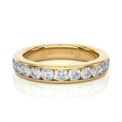 Channel Set Round Cut Diamond Half Eternity Band Perfect Gift For Her In 14K Solid Gold