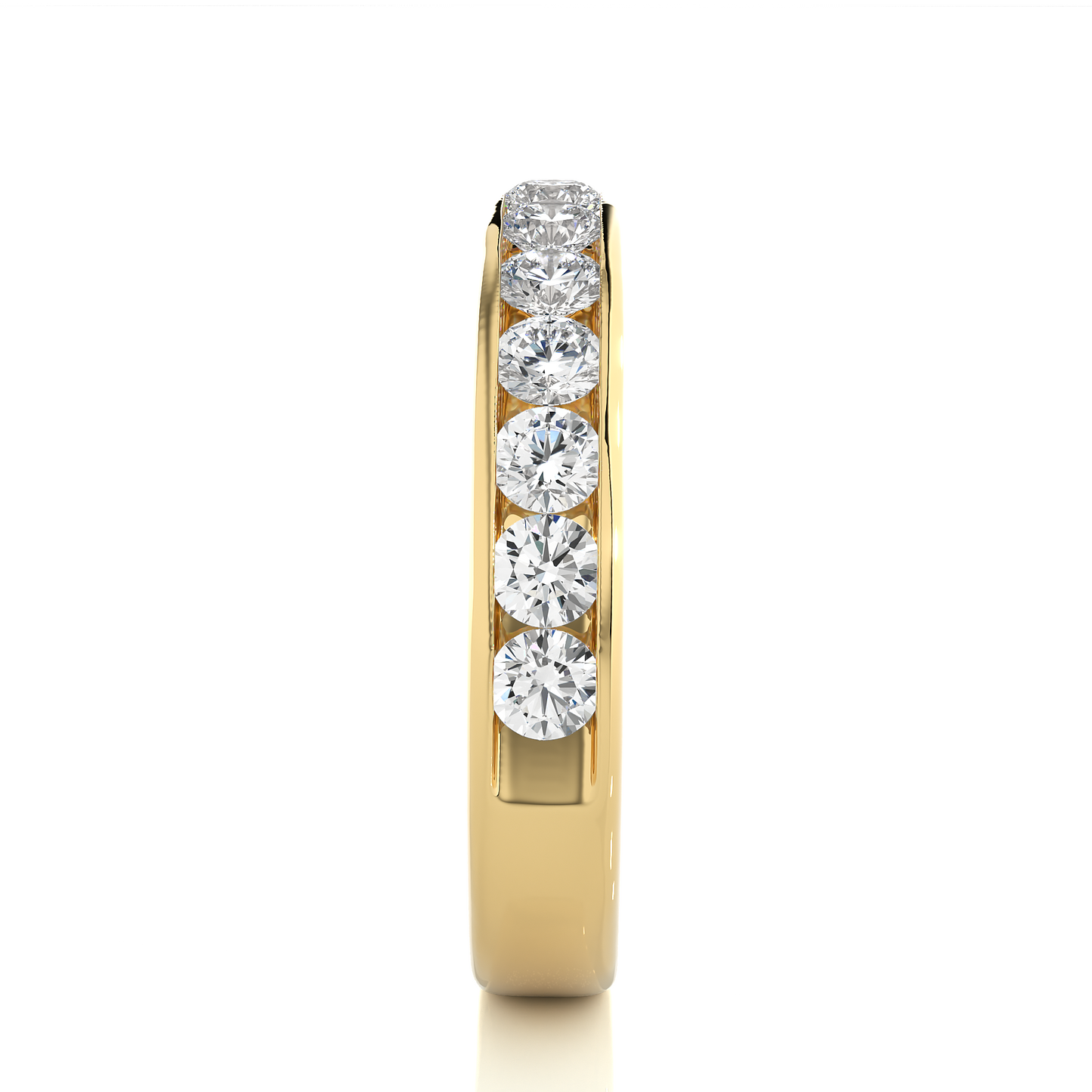 Channel Set Round Cut Diamond Half Eternity Band Perfect Gift For Her In 14K Solid Gold