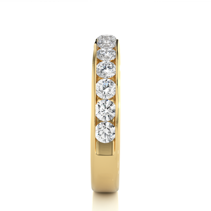 Channel Set Round Cut Diamond Half Eternity Band Perfect Gift For Her In 14K Solid Gold