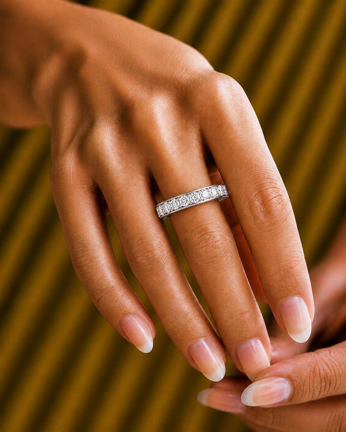 Channel Set Round Cut Diamond Half Eternity Band Perfect Gift For Her In 14K Solid Gold - HIGHCARAT DIAMONDS