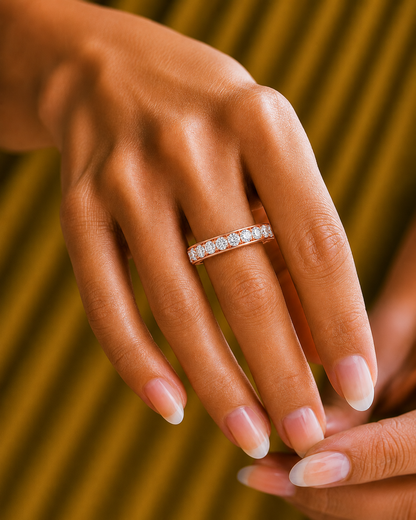 Channel Set Round Cut Diamond Half Eternity Band Perfect Gift For Her In 14K Solid Gold - HIGHCARAT DIAMONDS