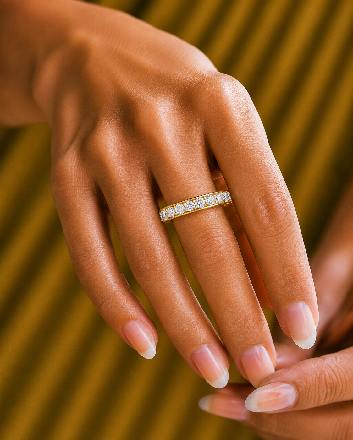 Channel Set Round Cut Diamond Half Eternity Band Perfect Gift For Her In 14K Solid Gold - HIGHCARAT DIAMONDS