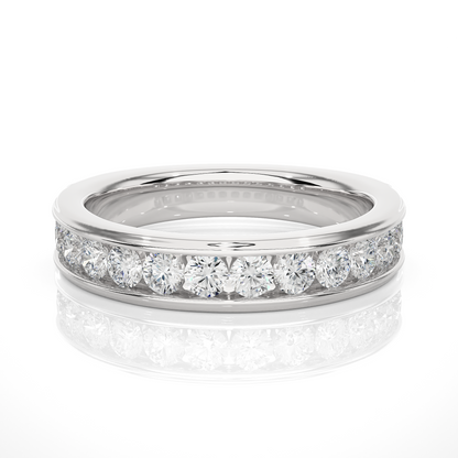 Channel Set Round Diamond Wedding Band Ring Timeless Sparkle For Women's In 14K Solid Gold - HIGHCARAT DIAMONDS