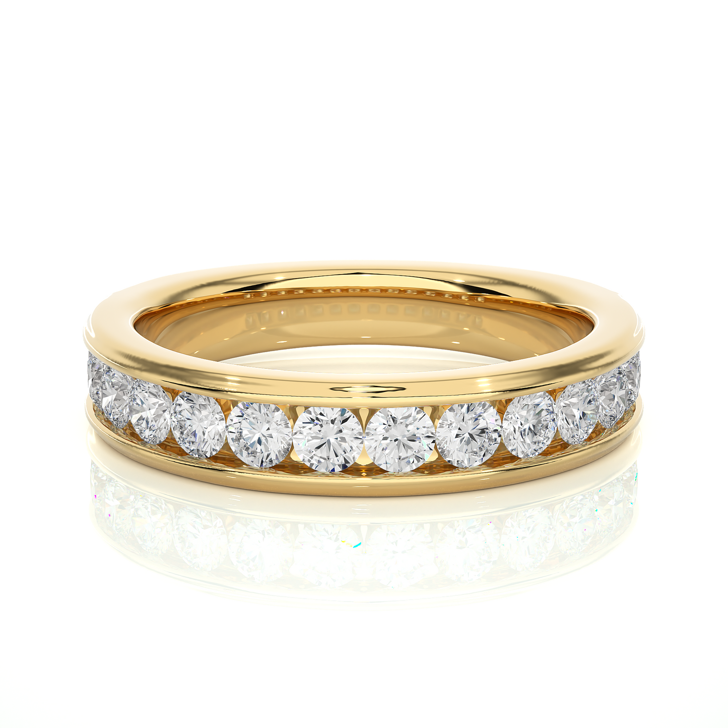 Channel Set Round Diamond Wedding Band Ring Timeless Sparkle For Women's In 14K Solid Gold - HIGHCARAT DIAMONDS