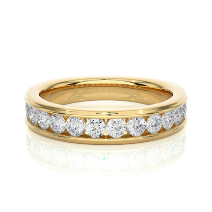 Channel Set Round Diamond Wedding Band Ring Timeless Sparkle For Women's In 14K Solid Gold - HIGHCARAT DIAMONDS