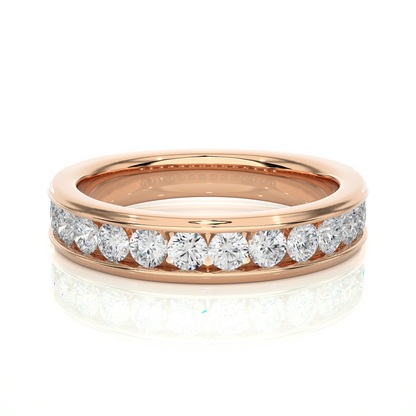 Channel Set Round Diamond Wedding Band Ring Timeless Sparkle For Women's In 14K Solid Gold - HIGHCARAT DIAMONDS